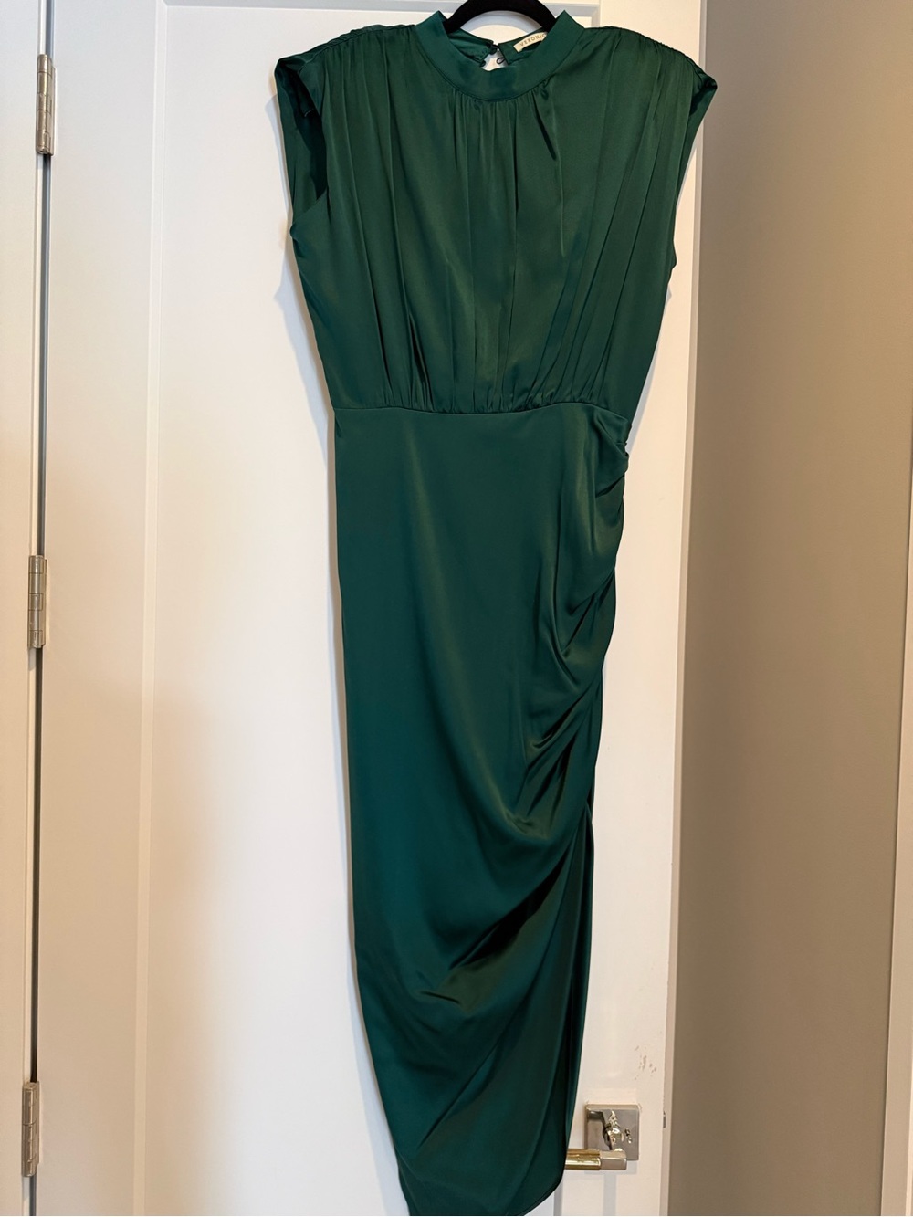 Veronica Beard Kendall Emerald Green Stretch Silk Midi Dress View 3